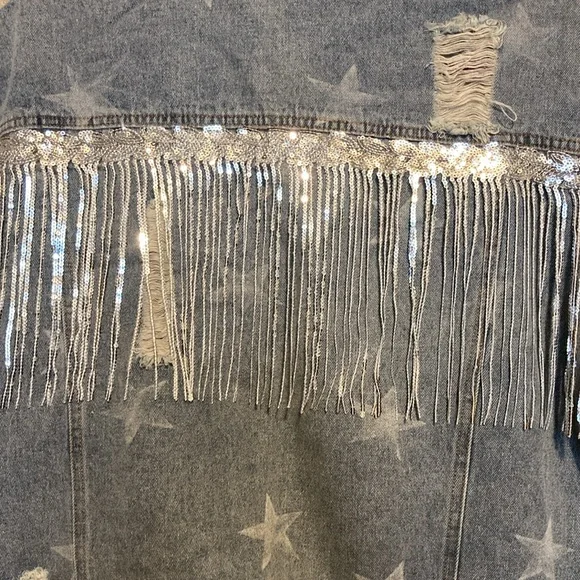 Jean Jacket- Stars & Shimmering Fringe - Picture 11 of 11